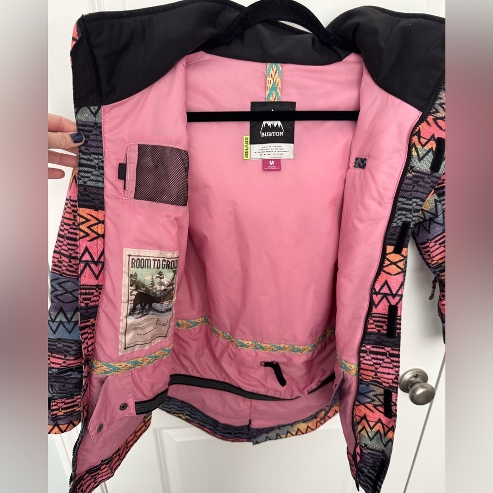Burton Girls Aubrey Parka Geometric Patterned Jacket Size M - Picture 4 of 14